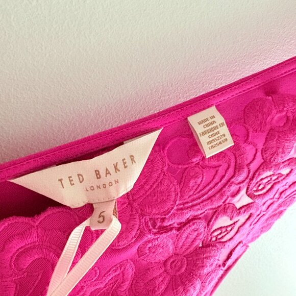 Ted Baker Taliia Halterneck Embroidered Lace Dress NWT Fuchsia Pink Size 12 - Picture 10 of 13